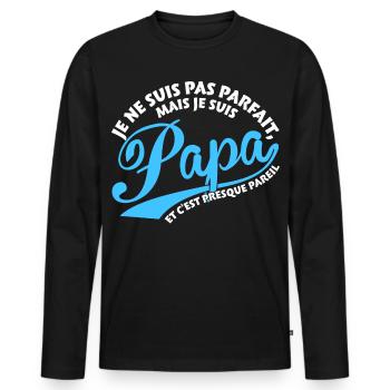Parfait Papa - T-shirt manches longues Premium bio Homme - noir - Devant - Nico (187cm)