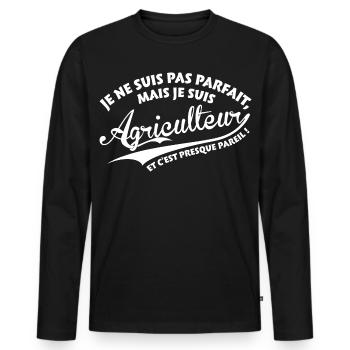 Parfait Agriculteur - T-shirt manches longues Premium bio Homme - noir - Devant - Nico (187cm)