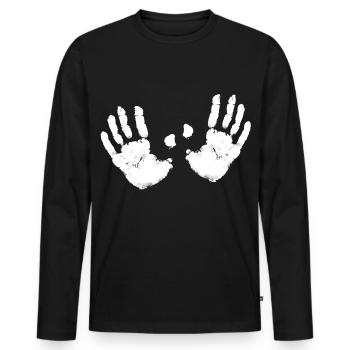 2 mains blanches couleur fantôme bobbs sein moi aussi - T-shirt manches longues Premium bio Homme - noir - Devant - Nico (187cm)