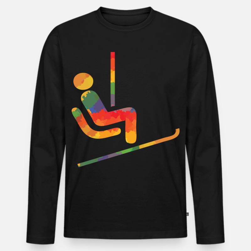 Farbiger Ski Läufer - Männer Premium Bio Langarmshirt - Schwarz