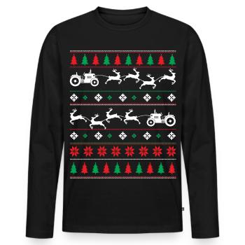 Farmer - ugly Christmas - Men's Premium Organic Long Sleeve Shirt - black - Front - Nico (187cm)