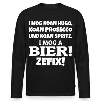I mog a Bier - Männer Premium Bio Langarmshirt - Schwarz - Vorne - Nico (187cm)