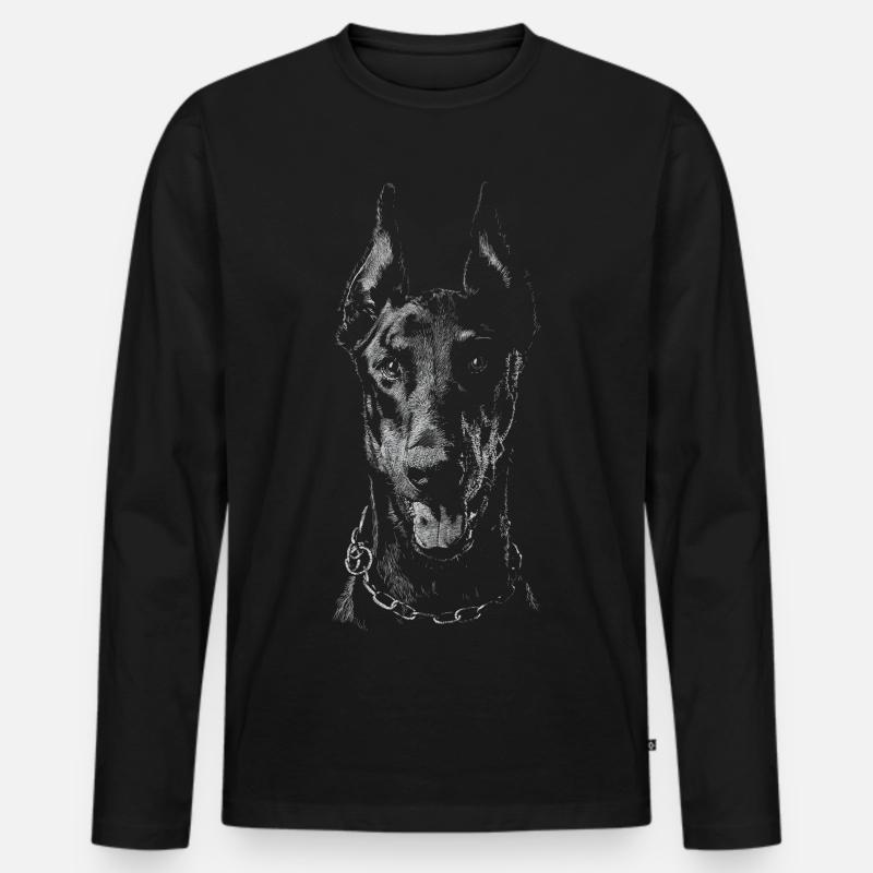 Dobermann - Männer Premium Bio Langarmshirt - Schwarz