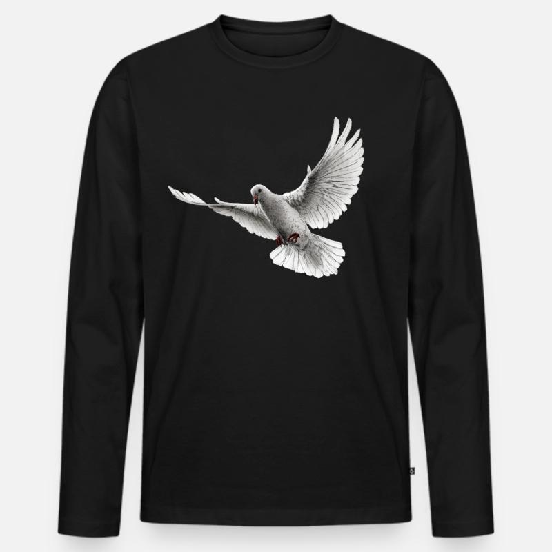 Taube - Männer Premium Bio Langarmshirt - Schwarz