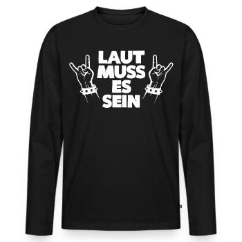 LAUT MUSS ES SEIN - Männer Premium Bio Langarmshirt - Schwarz - Vorne - Nico (187cm)