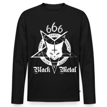 Black Metal Cat - CATAN - Men's Premium Organic Long Sleeve Shirt - black - Front - Nico (187cm)