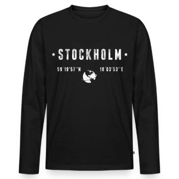 Stockholm - Männer Premium Bio Langarmshirt - Schwarz - Vorne - Nico (187cm)
