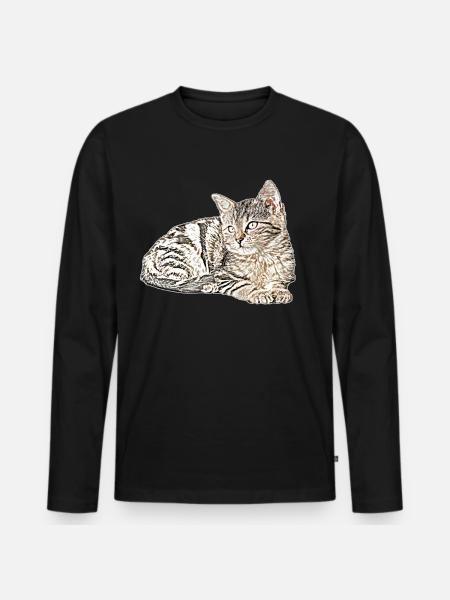 Süsse katze - Männer Premium Bio Langarmshirt - Schwarz