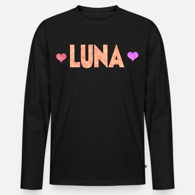 Luna - Männer Premium Bio Langarmshirt - Schwarz