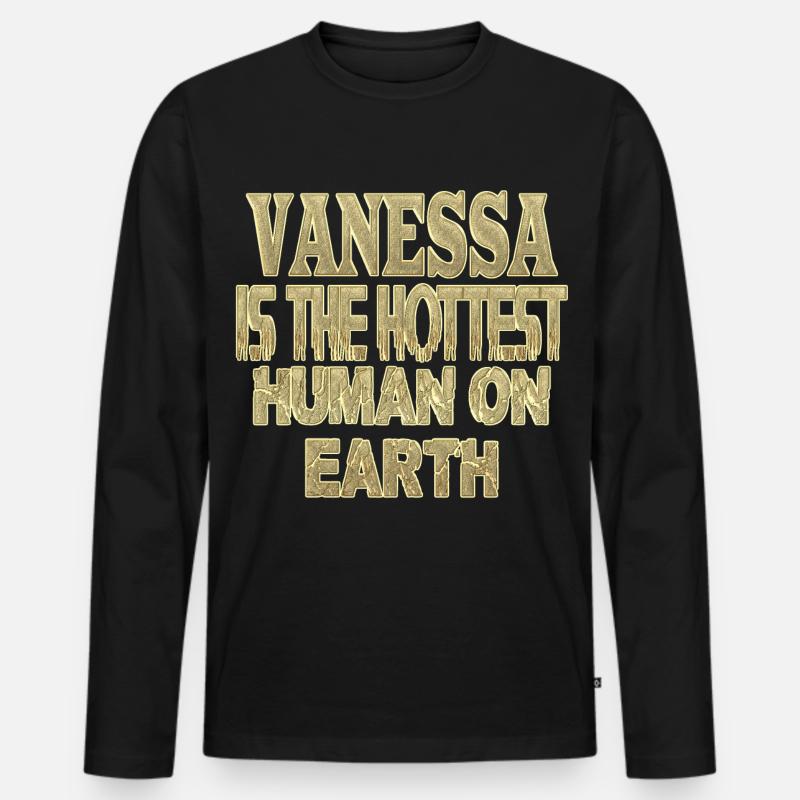 Vanessa - Männer Premium Bio Langarmshirt - Schwarz