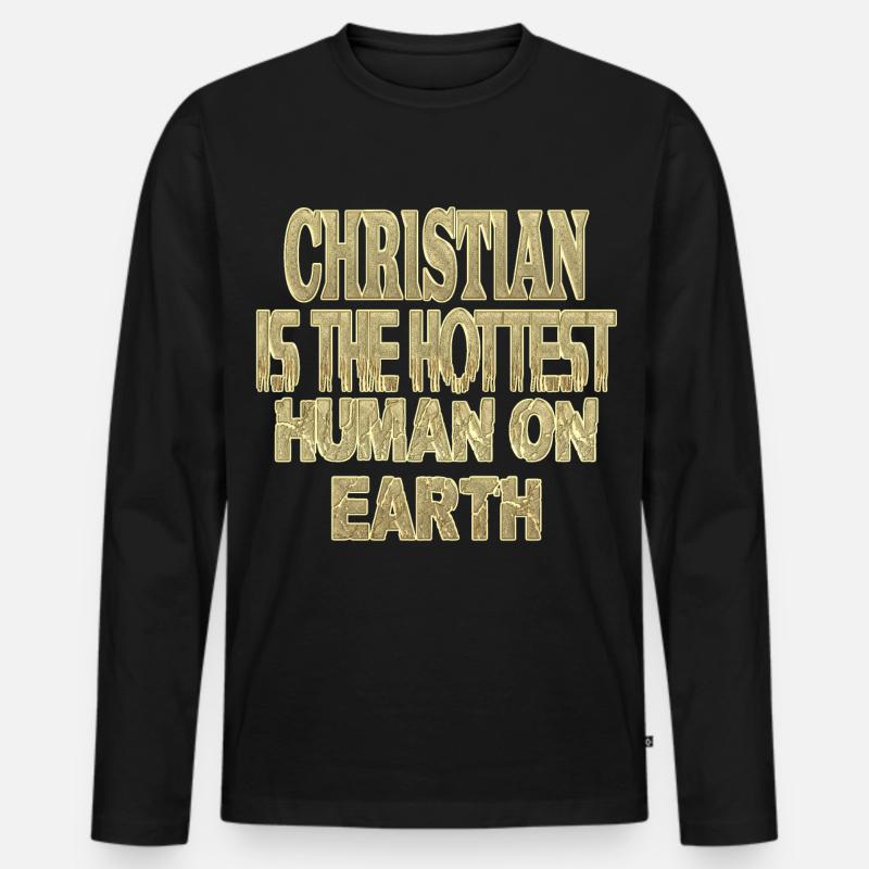 Christian - Männer Premium Bio Langarmshirt - Schwarz
