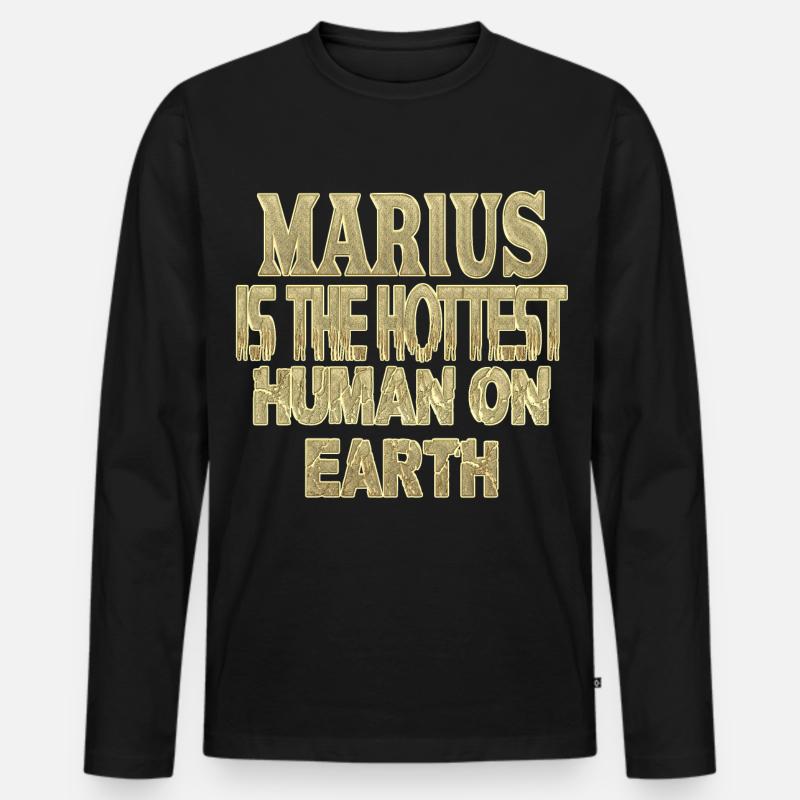Marius - Männer Premium Bio Langarmshirt - Schwarz