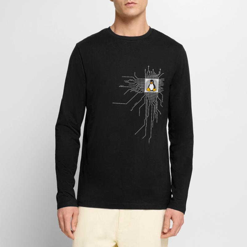 platine Pinguin Core Herz Computer pc Nerd program Männer Premium Bio Langarmshirt