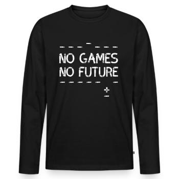 no games no future pixel nerd geek computer pc lol - Men's Premium Organic Long Sleeve Shirt - black - Front - Nico (187cm)
