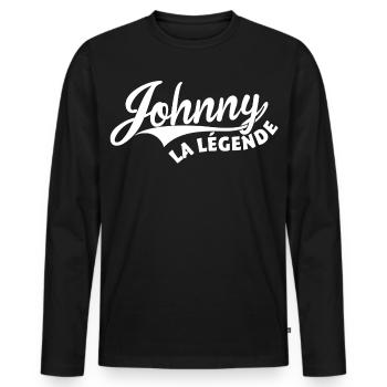Johnny la légende - T-shirt manches longues Premium bio Homme - noir - Devant - Nico (187cm)