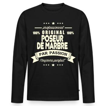 Poseur de marbre Original - T-shirt manches longues Premium bio Homme - noir - Devant - Nico (187cm)