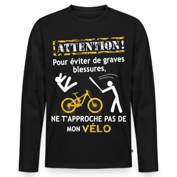 NE T'APPROCHE PAS DE MON VÉLO ! - VTT - T-shirt manches longues Premium bio Homme - noir - Devant - Nico (187cm)