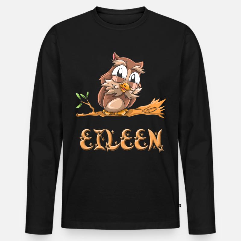 Eule Eileen - Männer Premium Bio Langarmshirt - Schwarz