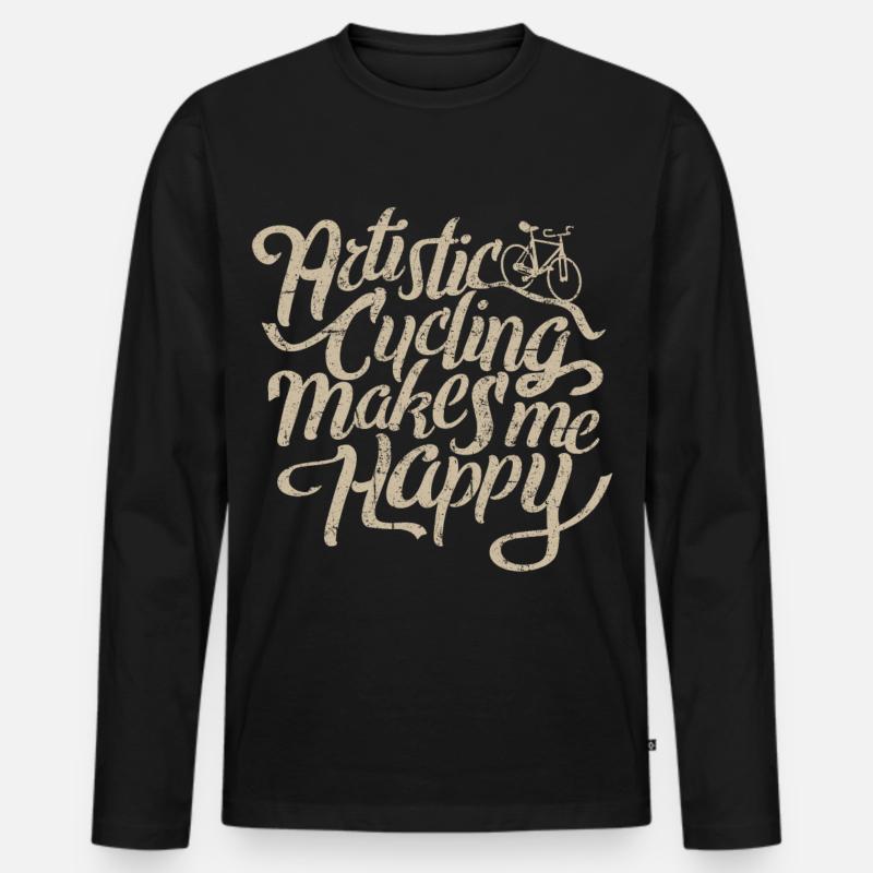 Kunstrad, Kunstradfahren,  Makes Me Happy - Männer Premium Bio Langarmshirt - Schwarz