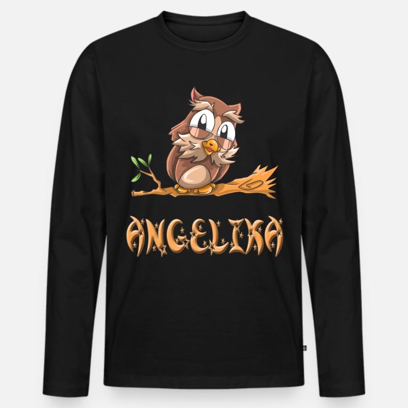 Eule Angelika - Männer Premium Bio Langarmshirt - Schwarz