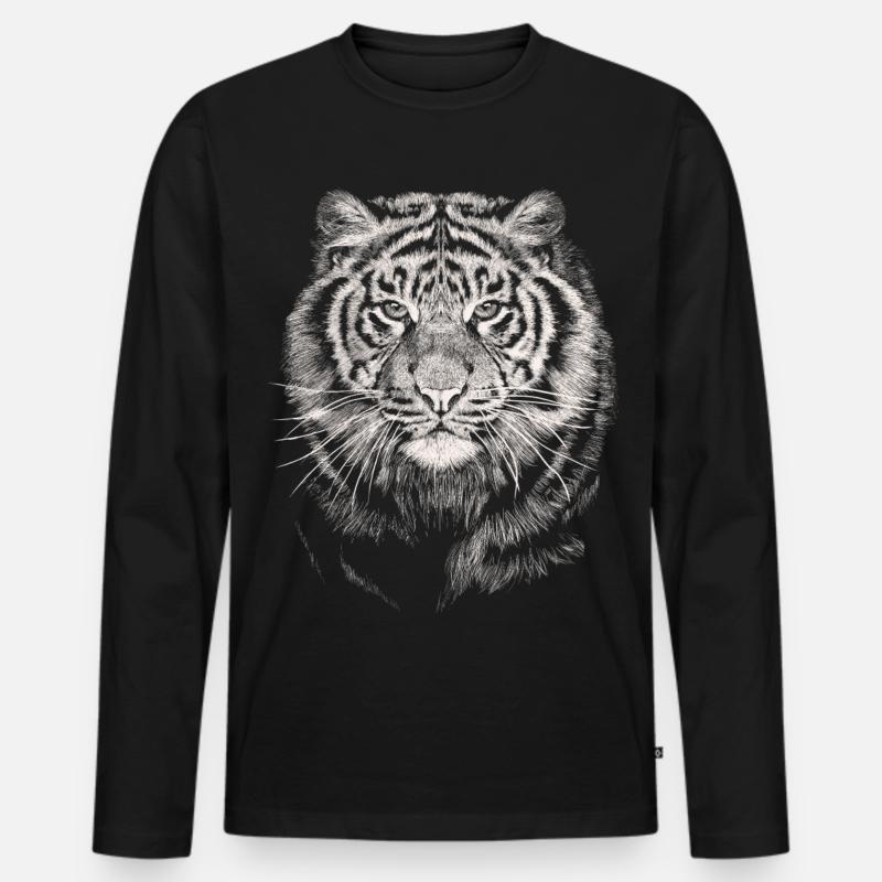 Tiger - Männer Premium Bio Langarmshirt - Schwarz