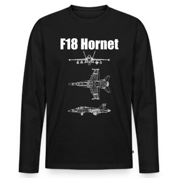 Avion F18 Hornet - T-shirt manches longues Premium bio Homme - noir - Devant - Nico (187cm)