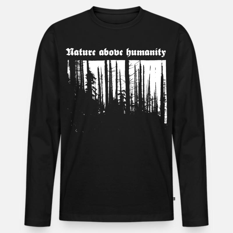 Nature above humanity - Männer Premium Bio Langarmshirt - Schwarz
