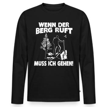 WENN DER BERG RUFT... - Männer Premium Bio Langarmshirt - Schwarz - Vorne - Nico (187cm)