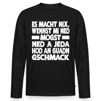 ES MACHT NIX WENNST MI NED MOGST - Männer Premium Bio Langarmshirt - Schwarz - Vorne - Nico (187cm)