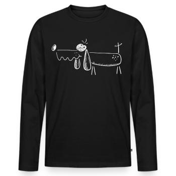 Funny Dackel Comic Skizze - Hund - Männer Premium Bio Langarmshirt - Schwarz - Vorne - Nico (187cm)