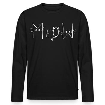 MEOW - meow cats - Men's Premium Organic Long Sleeve Shirt - black - Front - Nico (187cm)