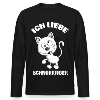 J'adore les moustaches - les chats - les chats - les tigres - T-shirt manches longues Premium bio Homme - noir - Devant - Nico (187cm)