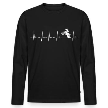 Motorcycle Heartbeat ECG - Biker Design - Men's Premium Organic Long Sleeve Shirt - black - Front - Nico (187cm)