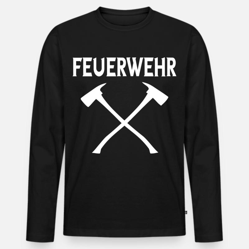Feuerwehr - Männer Premium Bio Langarmshirt - Schwarz