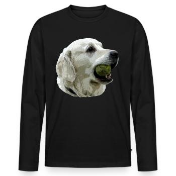 Labrador with Ball - Men's Premium Organic Long Sleeve Shirt - black - Front - Nico (187cm)