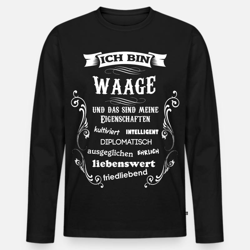 WAAGE - STERNZEICHEN - Männer Premium Bio Langarmshirt - Schwarz