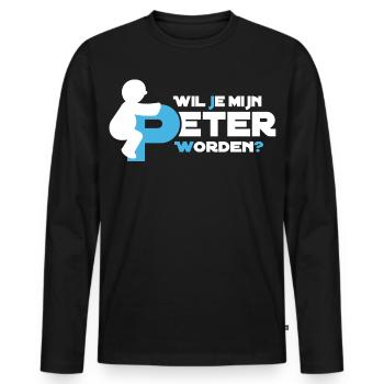 Verspielte Figur Typografie - Männer Premium Bio Langarmshirt - Schwarz - Vorne - Nico (187cm)