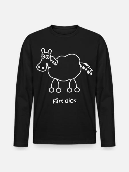 färt thick, färt, finished, horse fat, fat horse - Men's Premium Organic Long Sleeve Shirt - black