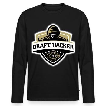 Draft Hacker - Männer Premium Bio Langarmshirt - Schwarz - Vorne - Nico (187cm)