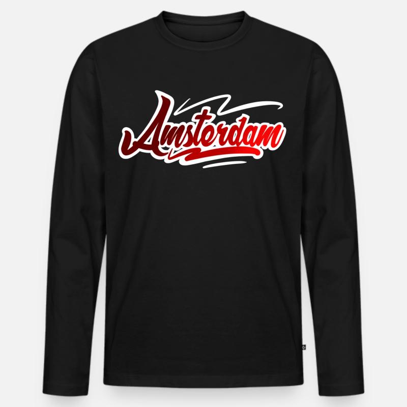 Amsterdam - Männer Premium Bio Langarmshirt - Schwarz