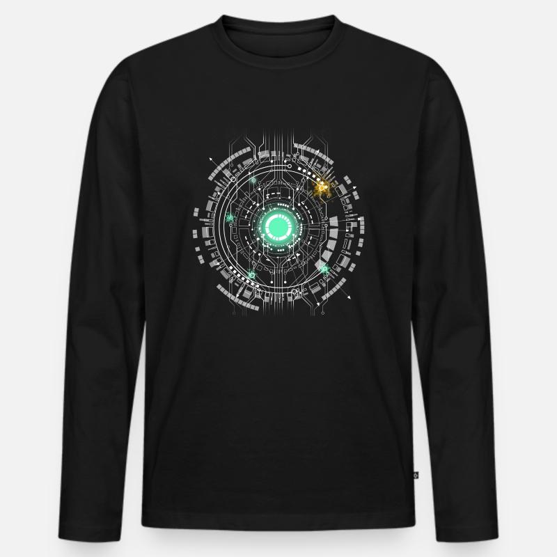 nerd CPU core computer code pc platine raumschiff - Männer Premium Bio Langarmshirt - Schwarz