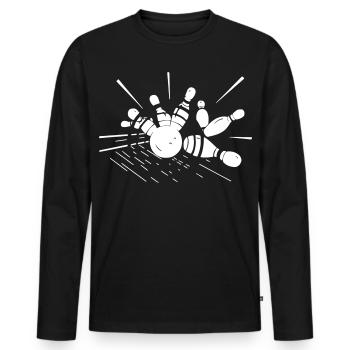 Bowling - Kegel - Männer Premium Bio Langarmshirt - Schwarz - Vorne - Nico (187cm)