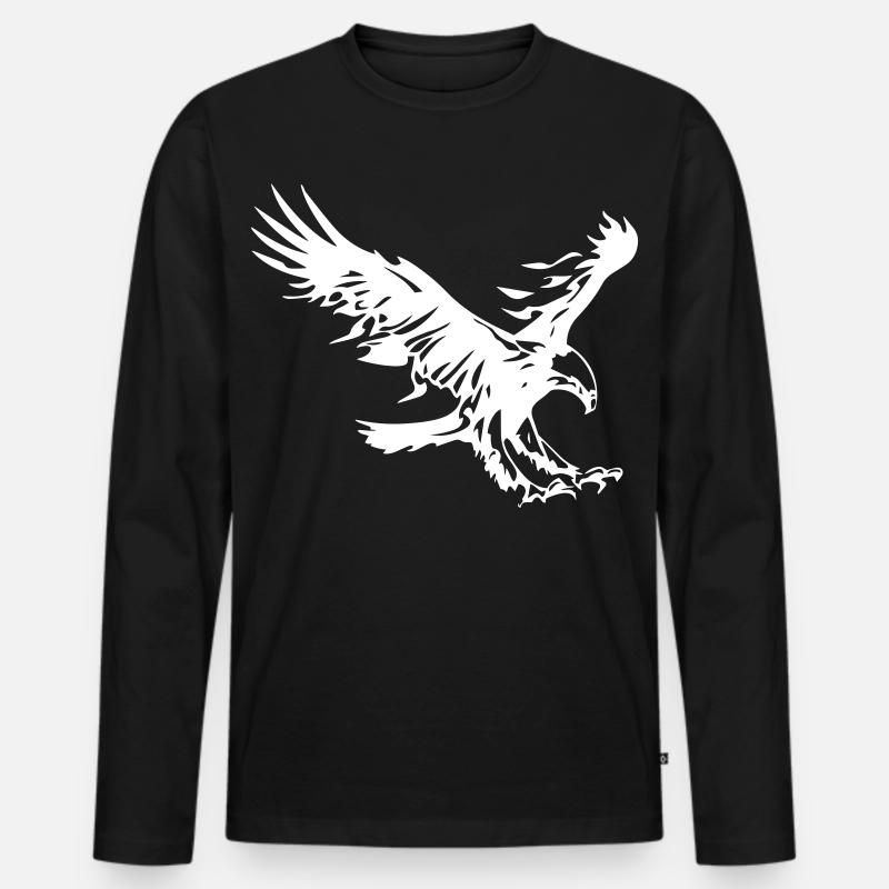 Flammender Adler - Männer Premium Bio Langarmshirt - Schwarz