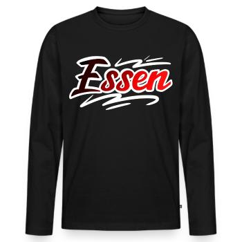 Essen - Männer Premium Bio Langarmshirt - Schwarz - Vorne - Nico (187cm)