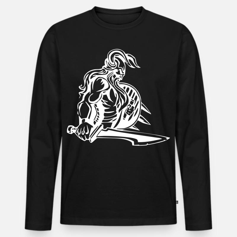 Starker Wikinger - Männer Premium Bio Langarmshirt - Schwarz