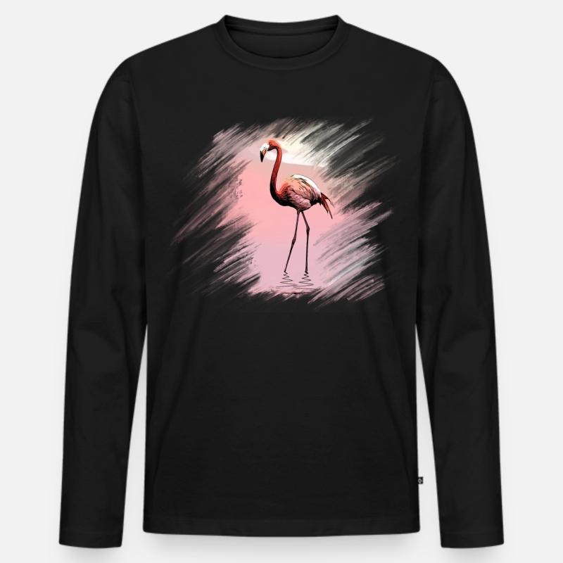 Flamingo - Männer Premium Bio Langarmshirt - Schwarz