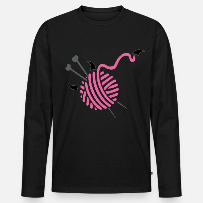 Stricken - Männer Premium Bio Langarmshirt - Schwarz