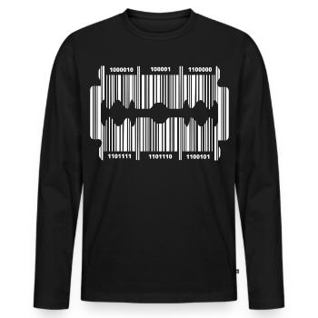 Razor blade with code - Men's Premium Organic Long Sleeve Shirt - black - Front - Nico (187cm)