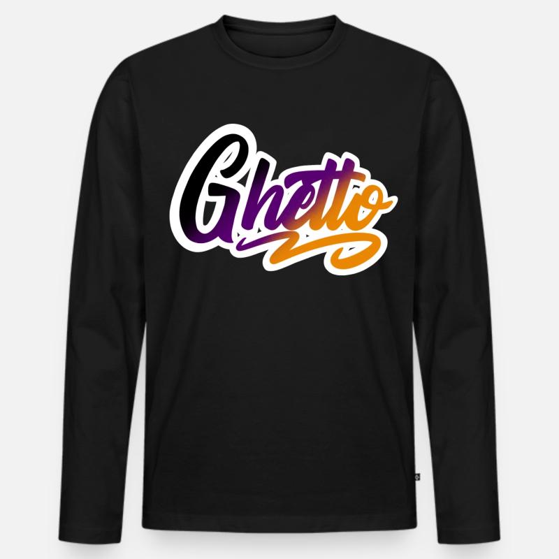 Ghetto - Männer Premium Bio Langarmshirt - Schwarz