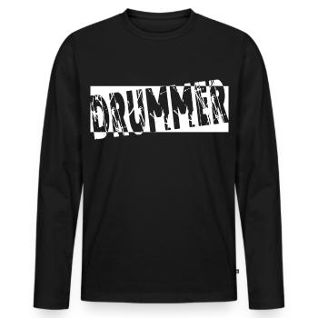 Drums Drummer Gift - Men's Premium Organic Long Sleeve Shirt - black - Front - Nico (187cm)